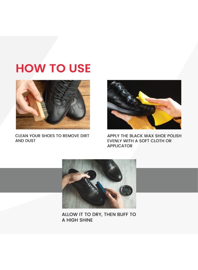 Habro Caesar Shoe Wax Polish Black Water Repellent Restores Color 50 ML - Image 4
